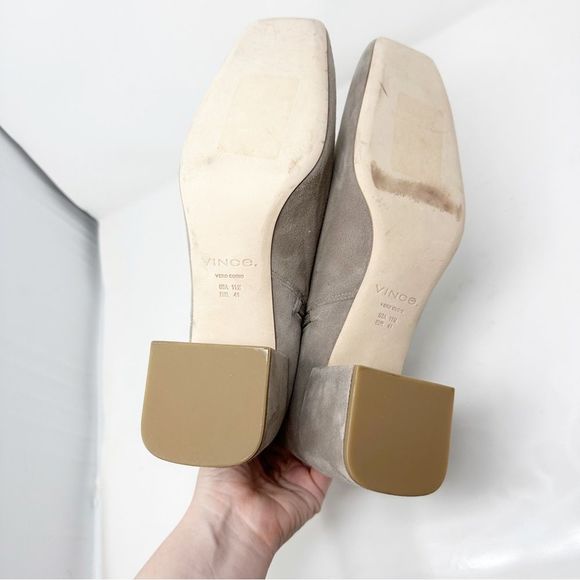 Vince Grey Suede Block Heel Booties Size 11 - Picture 6 of 7
